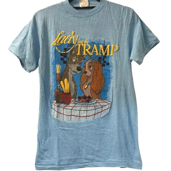Vintage 80s Lady and the Tramp Puff Print Movie Promo Single Stitch Shirt Medium